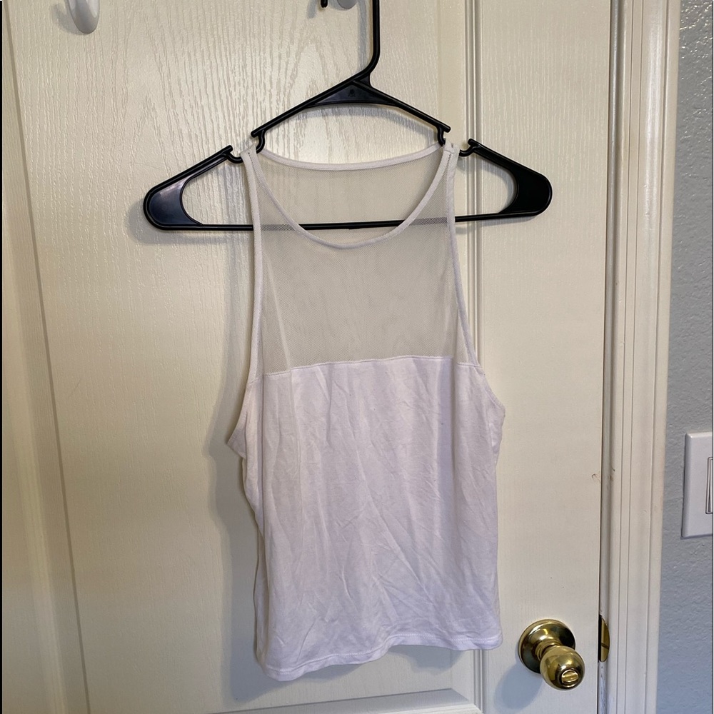 White Mesh halter top LARGE